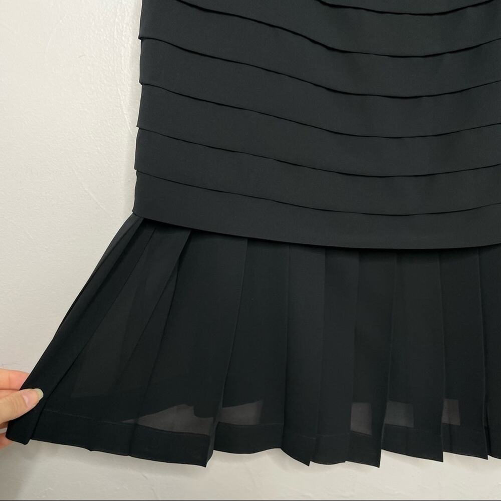 LOUIS FERAUD Vintage Dress Womens Size 12 Black Ruffle Ribbon Bow Pleated German - Picture 4 of 10